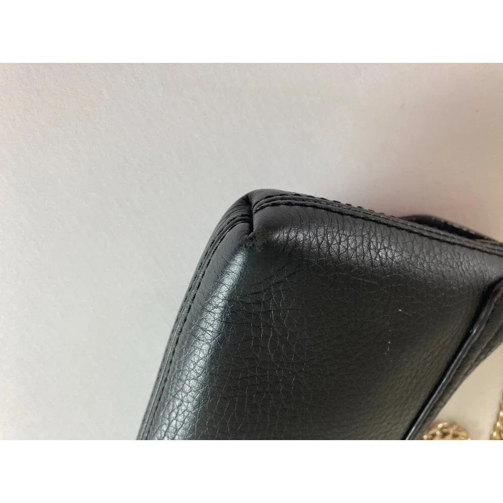Kate Spade New York Black Pebbled Leather Crossbody Bag Gold Chain Strap Snake